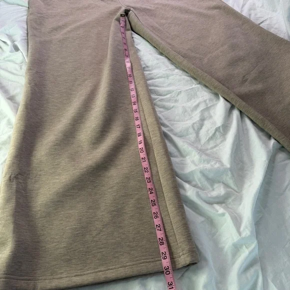OGL FuzzLuxe Double Waistband Straight Leg Pants w/ Pockets 2XL | Heather Taupe - Picture 7 of 8